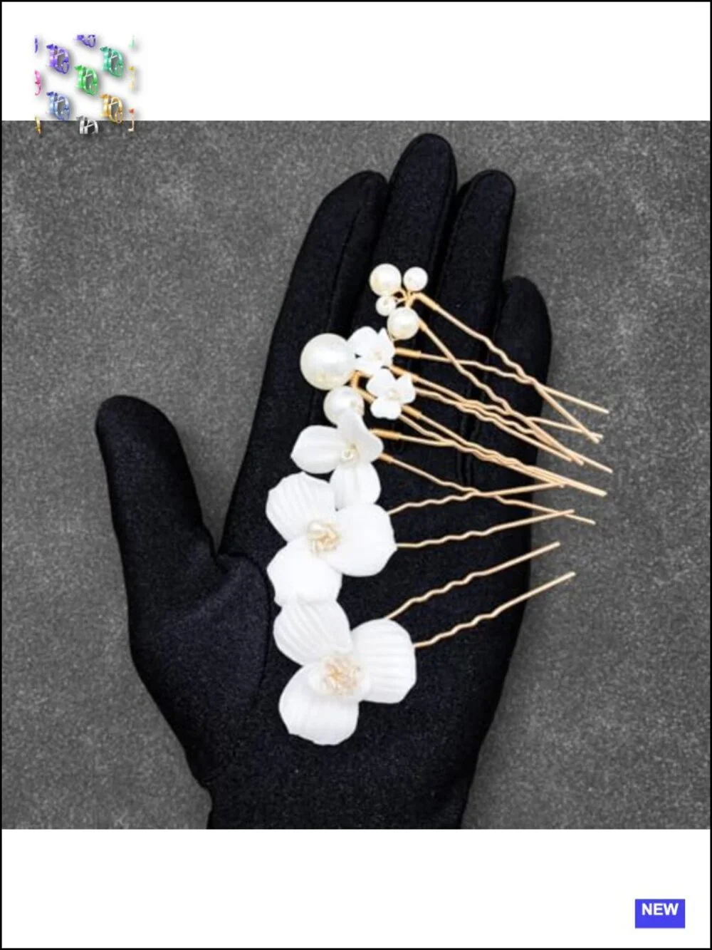 7 Pcs Elegant Handmade Ceramic Flower Pearl Hair Pins for Wedding